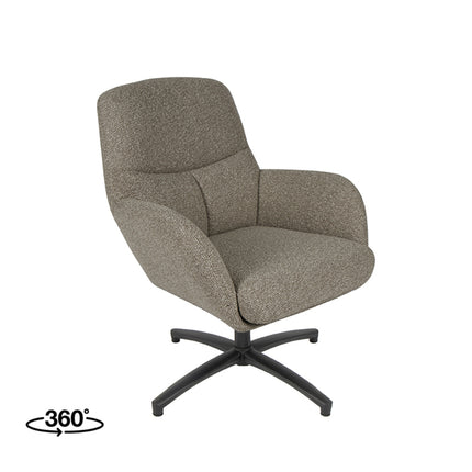 LABEL51 - Draaifauteuil Chill Zone 68x73x90 cm - Mushroom Royal Boucle | Zwart Metaal