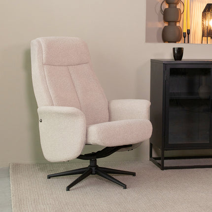 LABEL51 - Relaxfauteuil Bergen 77x76x105 cm - Naturel Boucle | Zwart Metaal