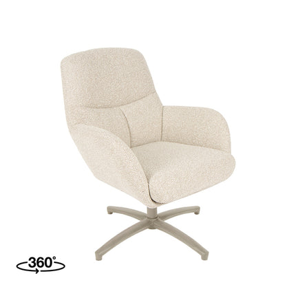 LABEL51 - Draaifauteuil Chill Zone 68x73x90 cm - Naturel Royal Boucle | Taupe Metaal