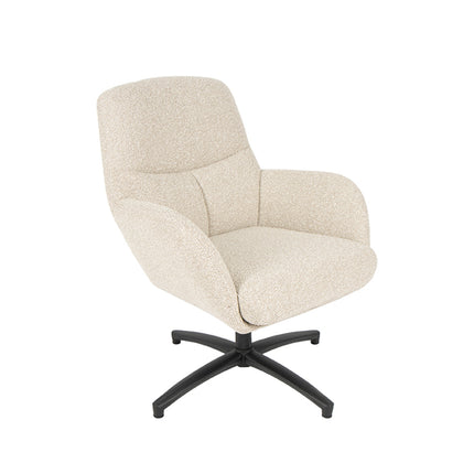 LABEL51 - Draaifauteuil Chill Zone 68x73x90 cm - Naturel Royal Boucle | Zwart Metaal