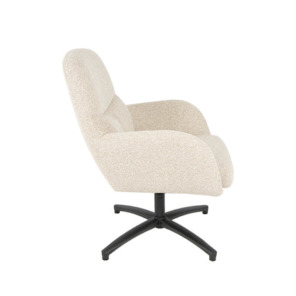 LABEL51 - Draaifauteuil Chill Zone 68x73x90 cm - Naturel Royal Boucle | Zwart Metaal