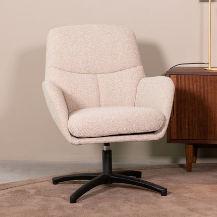 LABEL51 - Draaifauteuil Chill Zone 68x73x90 cm - Naturel Royal Boucle | Zwart Metaal
