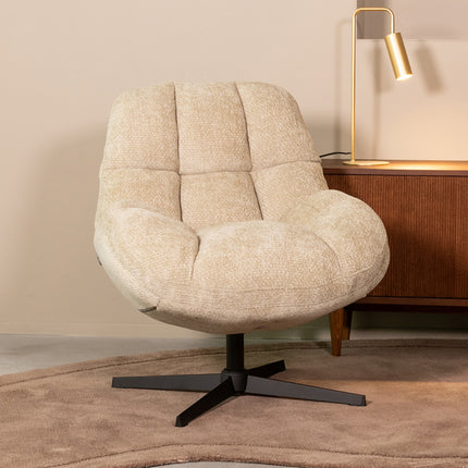 LABEL51 - Draaifauteuil Huxley 76x86x92 cm - Mushroom Elite | Zwart Metaal