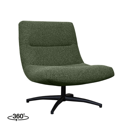 LABEL51 - Draaifauteuil Calix 77x93x88 cm - Forest Royal Boucle | Zwart Metaal