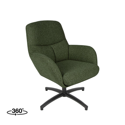 LABEL51 - Draaifauteuil Chill Zone 68x73x90 cm - Forest Royal Boucle | Zwart Metaal