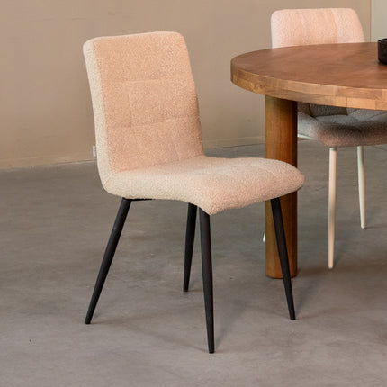 LABEL51 - Eetkamerstoel Sam 44x57x86 cm - Zand Boucle | Zwart Metaal