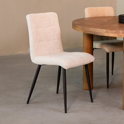 LABEL51 - Eetkamerstoel Sam 44x57x86 cm - Champagne Boucle | Zwart Metaal