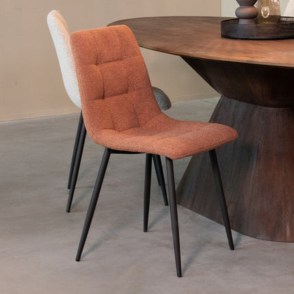LABEL51 - Eetkamerstoel Juul 54x45x89 cm - Terra Boucle | Zwart Metaal