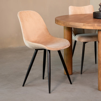 LABEL51 - Eetkamerstoel Capri 46x56x88 cm - Zand Fluweel | Zwart Metaal