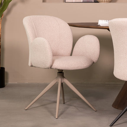 LABEL51 - Eetkamerstoel Kimball 59x61x86 cm - Naturel Boucle | Taupe Metaal