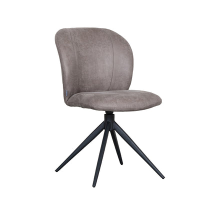 LABEL51 - Eetkamerstoel Kimo 49x62x85 cm - Taupe Micro Suede | Zwart Metaal