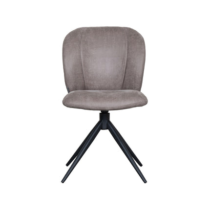 LABEL51 - Eetkamerstoel Kimo 49x62x85 cm - Taupe Micro Suede | Zwart Metaal