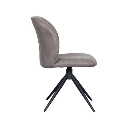LABEL51 - Eetkamerstoel Kimo 49x62x85 cm - Taupe Micro Suede | Zwart Metaal