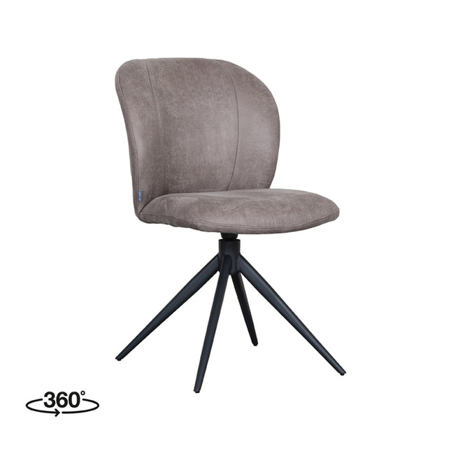 LABEL51 - Eetkamerstoel Kimo 49x62x85 cm - Taupe Micro Suede | Zwart Metaal