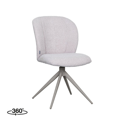 LABEL51 - Eetkamerstoel Kimo 49x62x85 cm - Naturel Boucle | Taupe Metaal