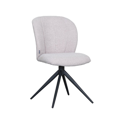 LABEL51 - Eetkamerstoel Kimo 49x62x85 cm - Naturel Boucle | Zwart Metaal