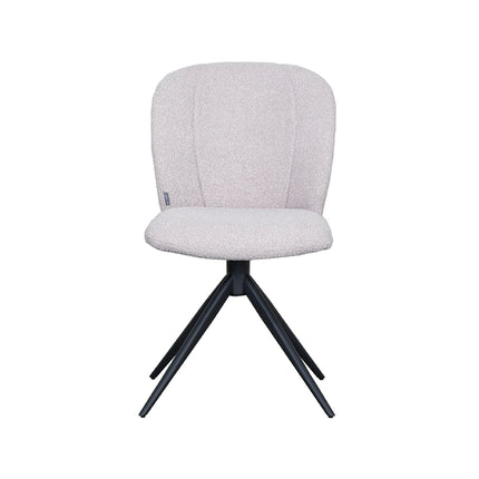 LABEL51 - Eetkamerstoel Kimo 49x62x85 cm - Naturel Boucle | Zwart Metaal