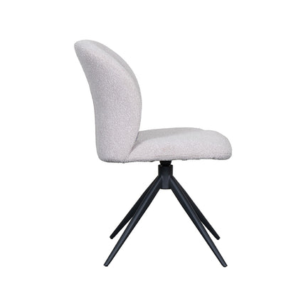 LABEL51 - Eetkamerstoel Kimo 49x62x85 cm - Naturel Boucle | Zwart Metaal