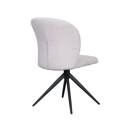 LABEL51 - Eetkamerstoel Kimo 49x62x85 cm - Naturel Boucle | Zwart Metaal