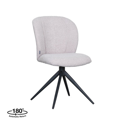 LABEL51 - Eetkamerstoel Kimo 49x62x85 cm - Naturel Boucle | Zwart Metaal