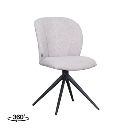 LABEL51 - Eetkamerstoel Kimo 49x62x85 cm - Naturel Boucle | Zwart Metaal