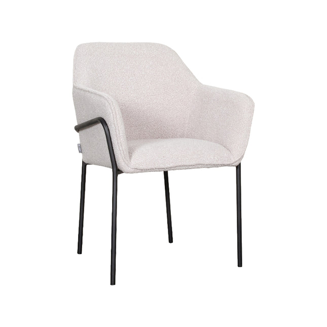 LABEL51 - Eetkamerstoel Dexter 66x62x85 cm - Naturel Boucle | Zwart Metaal