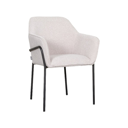 LABEL51 - Eetkamerstoel Dexter 66x62x85 cm - Naturel Boucle | Zwart Metaal