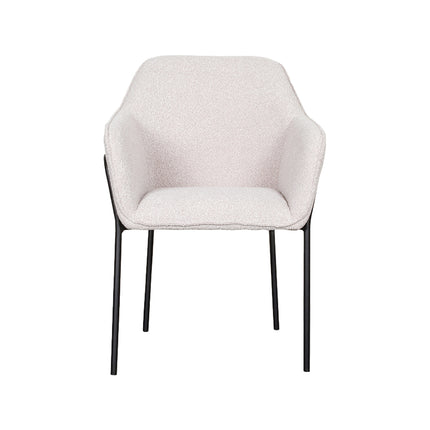 LABEL51 - Eetkamerstoel Dexter 66x62x85 cm - Naturel Boucle | Zwart Metaal