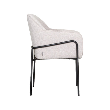 LABEL51 - Eetkamerstoel Dexter 66x62x85 cm - Naturel Boucle | Zwart Metaal