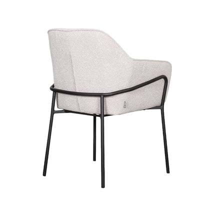 LABEL51 - Eetkamerstoel Dexter 66x62x85 cm - Naturel Boucle | Zwart Metaal