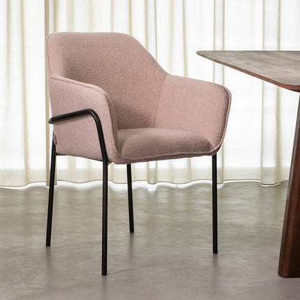 LABEL51 - Eetkamerstoel Dexter 66x62x85 cm - Naturel Boucle | Zwart Metaal
