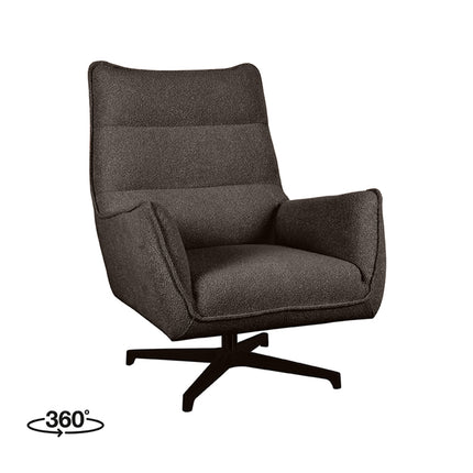 LABEL51 - Draaifauteuil Rodia 80x90x102 cm - Bruin Boucle | Zwart Metaal