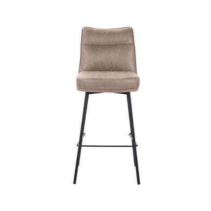 LABEL51 - Barkruk Lennon 46x55x107 cm - Taupe Micro Suede | Zwart Metaal
