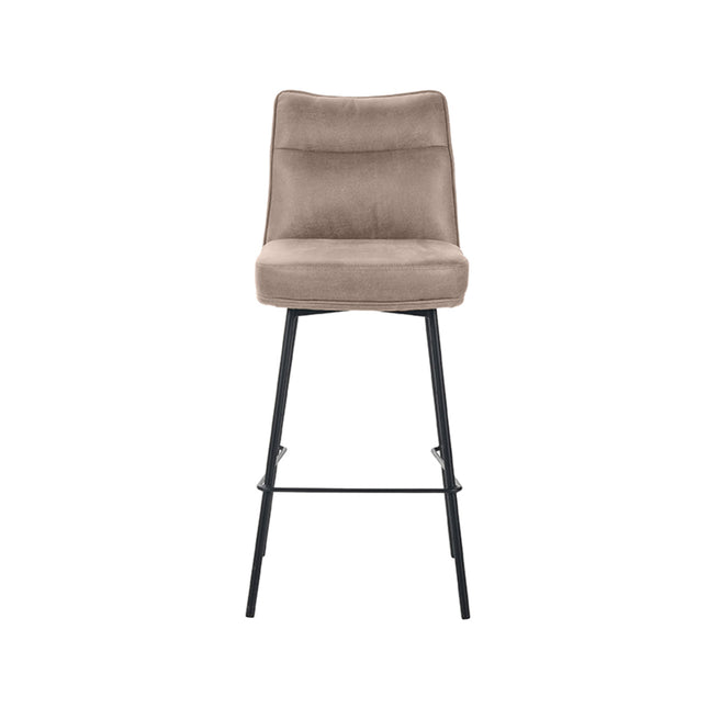 LABEL51 - Barkruk Lennon 46x55x107 cm - Taupe Micro Suede | Zwart Metaal