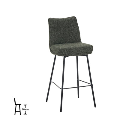 LABEL51 - Barkruk Lennon 46x55x107 cm - Forest Royal Boucle | Zwart Metaal