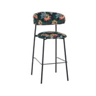 LABEL51 - Barkruk Ferry 46x52x107 cm - Printed Flamingo Fluweel | Zwart Metaal