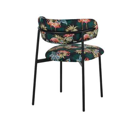 LABEL51 - Eetkamerstoel Ferry 56x60x79 cm - Printed Flamingo Fluweel | Zwart Metaal