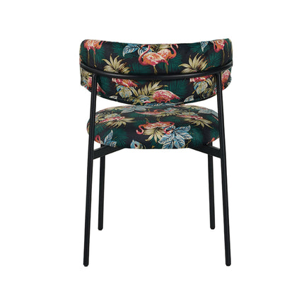 LABEL51 - Eetkamerstoel Ferry 56x60x79 cm - Printed Flamingo Fluweel | Zwart Metaal