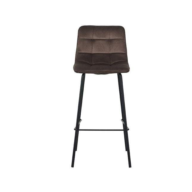 LABEL51 - Barkruk Bistro 44x51x105 cm - Taupe Fluweel | Zwart Metaal