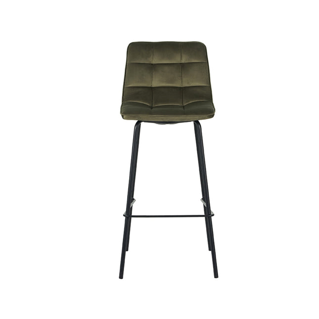 LABEL51 - Barkruk Bistro 44x51x105 cm - Hunter Fluweel | Zwart Metaal