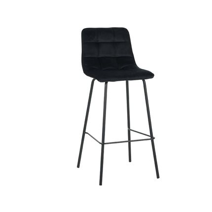 LABEL51 - Barkruk Bistro 44x51x105 cm - Zwart Fluweel | Zwart Metaal