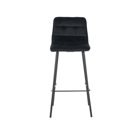 LABEL51 - Barkruk Bistro 44x51x115 cm - Zwart Fluweel | Zwart Metaal