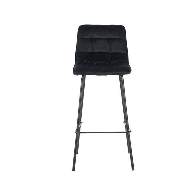 LABEL51 - Barkruk Bistro 44x51x115 cm - Zwart Fluweel | Zwart Metaal