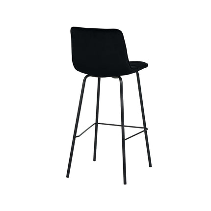 LABEL51 - Barkruk Bistro 44x51x115 cm - Zwart Fluweel | Zwart Metaal