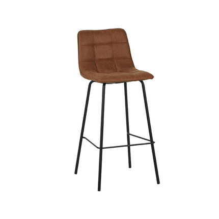 LABEL51 - Barkruk Bistro 44x51x105 cm - Cognac Micro Suede | Zwart Metaal