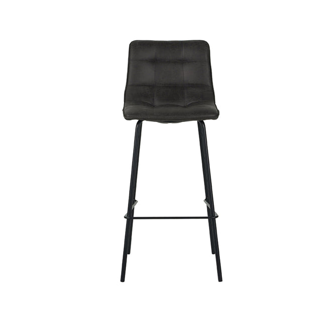 LABEL51 - Barkruk Bistro 44x51x105 cm - Antraciet Micro Suede | Zwart Metaal