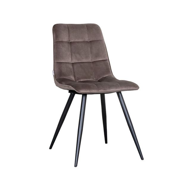 LABEL51 - Eetkamerstoel Bistro 46x59x86 cm - Taupe Fluweel | Zwart Metaal
