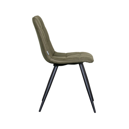 LABEL51 - Eetkamerstoel Bistro 46x59x86 cm - Moss Micro Suede | Zwart Metaal