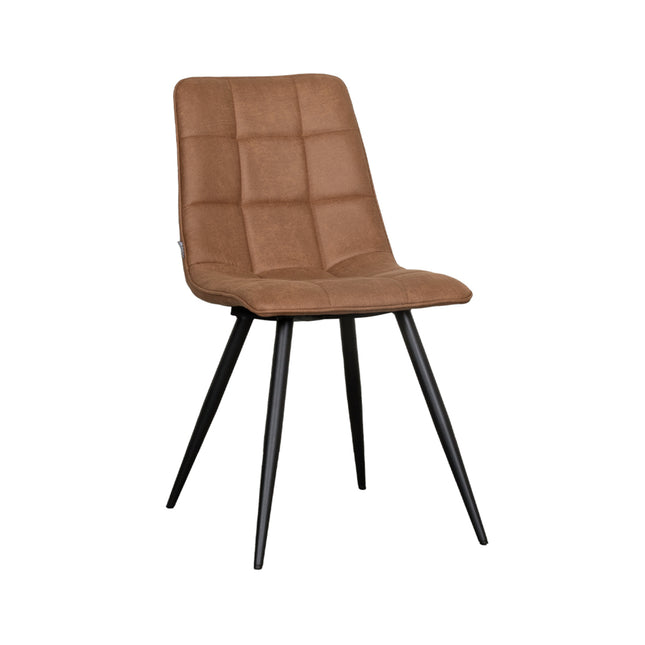 LABEL51 - Eetkamerstoel Bistro 46x59x86 cm - Cognac Micro Suede | Zwart Metaal