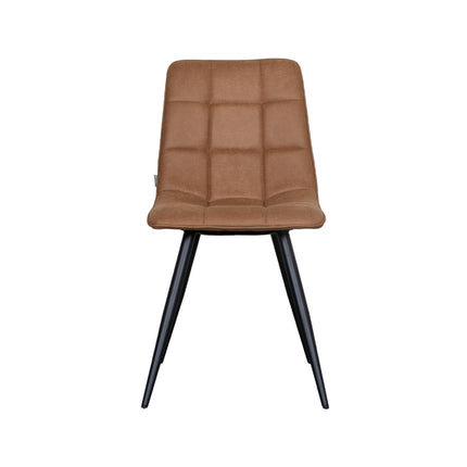LABEL51 - Eetkamerstoel Bistro 46x59x86 cm - Cognac Micro Suede | Zwart Metaal